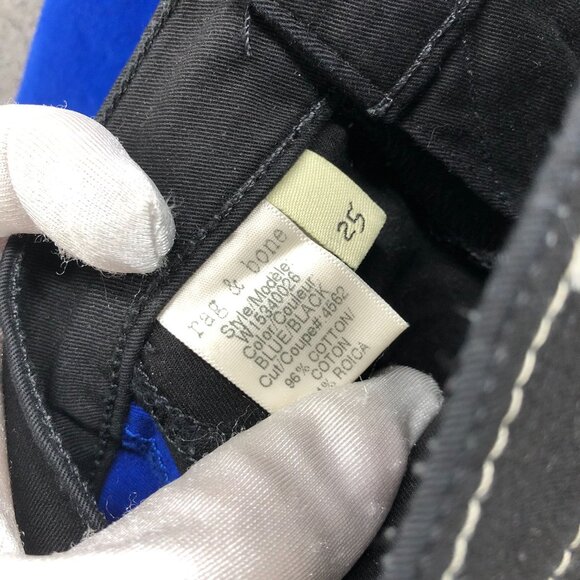 Rag & Bone Skinny Jeans Womens 25 Black Blue Colorblock Stretch Low Rise Stripe - Picture 9 of 10